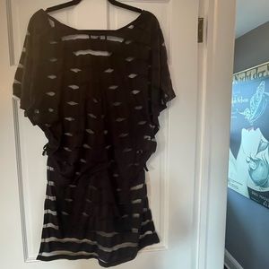 Venus Striped Sheer and Opaque Swim Cover Up